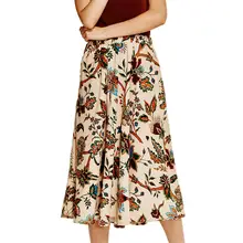 Новая богемная стильная женская Винтажная с принтом эластичная талия Falbala Расклешенная юбка модная повседневная свободная хлопковая дикая юбка для отдыха