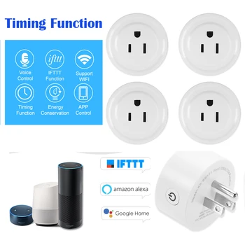 

Mini Smart WiFi Socket Remote Control by Smart Phone from Anywhere Timing Function, Voice Control for Amazon Alexa(4 pack)