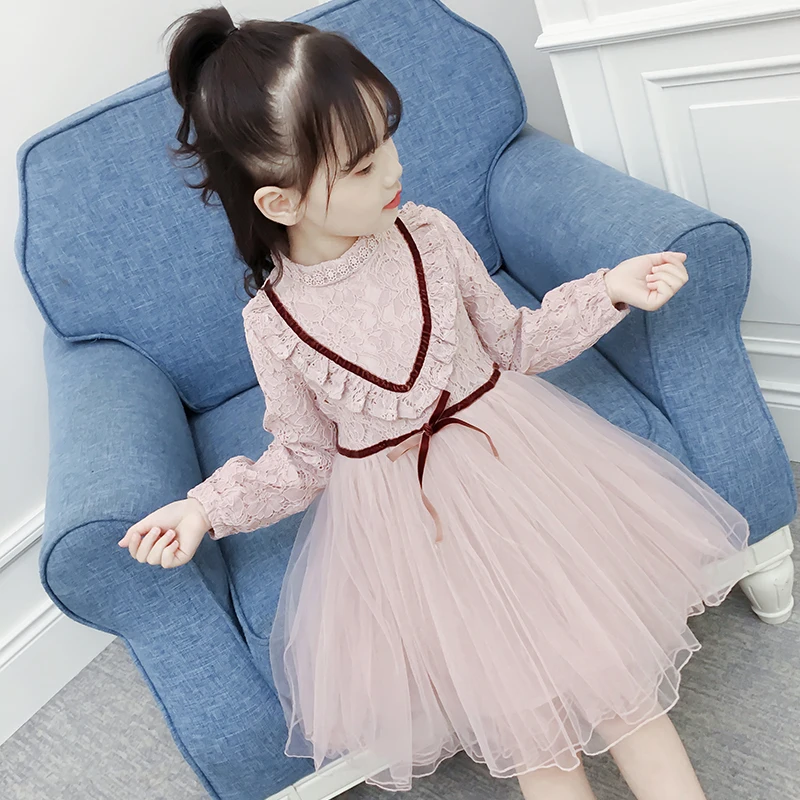 

Girl's Dress In Pure Cotton Princess Dress In Autumn 2018 New Korean Version of Children's Long-sleeved Yarn Dress
