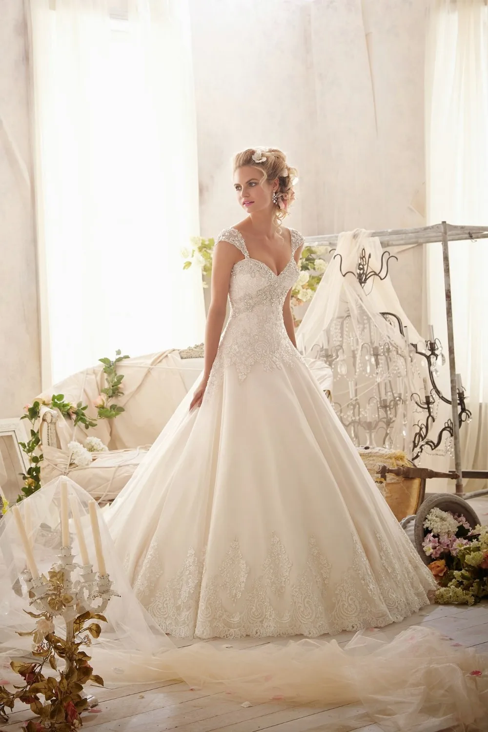

Vestido de noiva 2016 sexy Ball Gown Wedding Dresses Detachable Straps Lace Appliqued vestido de casamento Bridal Gown