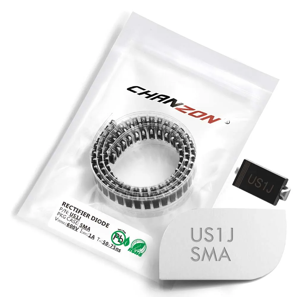 100 шт. US1J SMD ультра быстрое восстановление выпрямительного диода 1A 600 V 50 75ns SMA (DO 214AC)