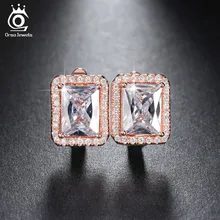 ORSA JEWELS серьги-гвоздики с роскошными 2ct квадратными AAA австрийскими фианитами 3 цвета романтичные серьги украшения для женщин OE95