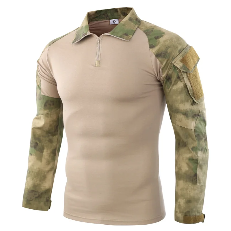 Мужская Военная тактическая рубашка на открытом воздухе походная футболка с длинным рукавом страйкбол боевая рубашка мужская камуфляжная рубашка для стрельбы охоты