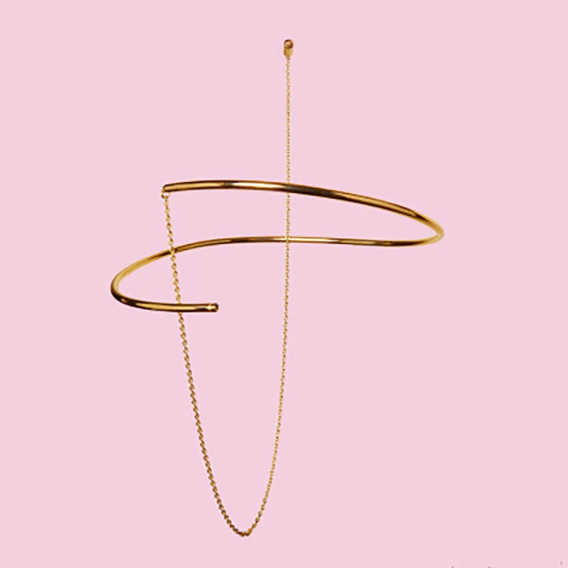 

Gold color Copper open torques hang long thin Chain clavicle Necklace For Women Fashion Jewelry Necklaces 1pc