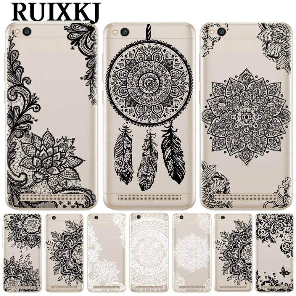 

Floral Lace Mandala Case For Xiaomi Redmi 4X 4A 5A 4 5 Plus 6 6A Note 4 5 4X Pro Prime Mi A1 Mi 5X A2 6X Soft TPU Phone Cover