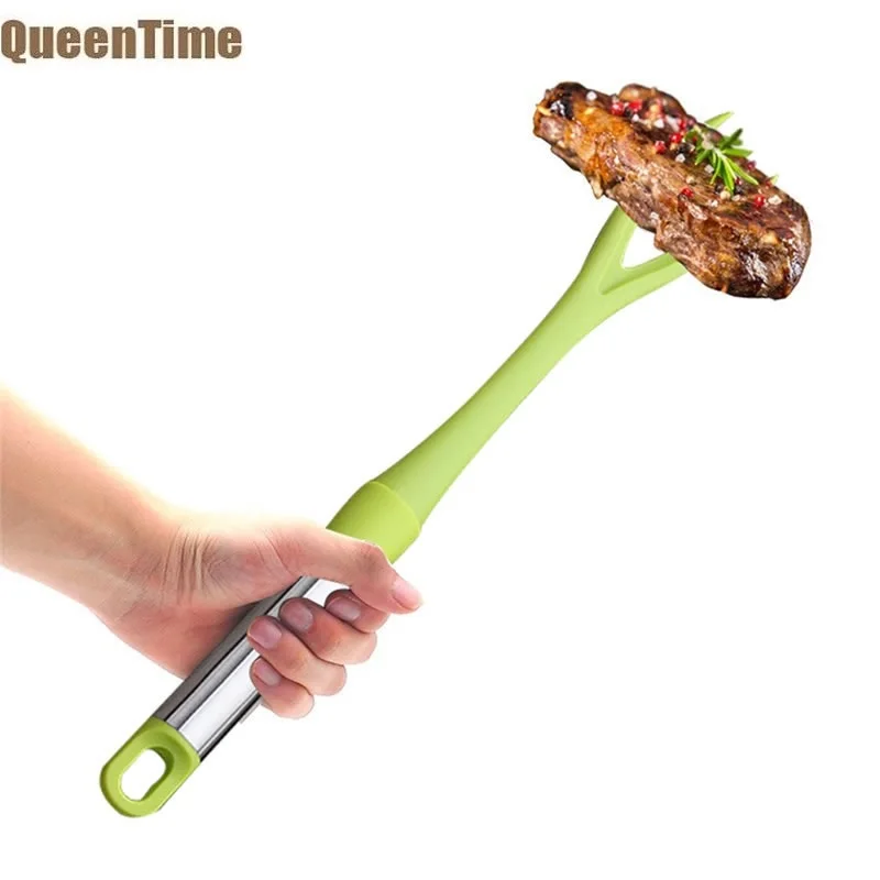 

Queentime Nylon Food Serving Fork Meat Flipping Forks Long Handle Flipper BBQ Barbecue Grill Accessories Kitchen Poultry Tools