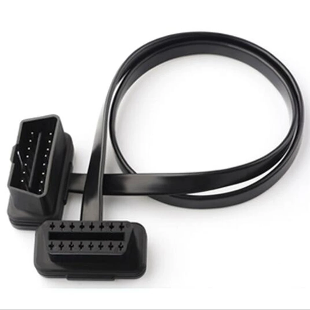 

Flat Thin As Noodle OBDII OBD2 16Pin ELM327 Male To Female Elbow Extension OBD 2 Auto Car Diagnostic Cable Connector Adapter