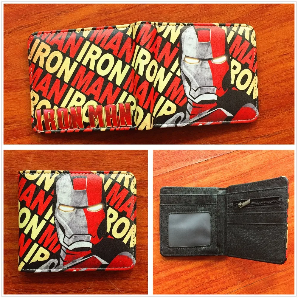 

New design Marvel wallet Iron man wallets high quality leather wallet short PU wallet W765