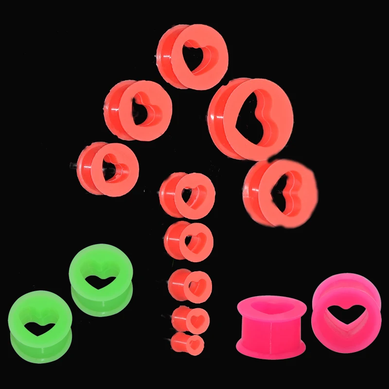 1Pair Heart Soft Flexible Silicone Ear Plugs Double Flared Expander