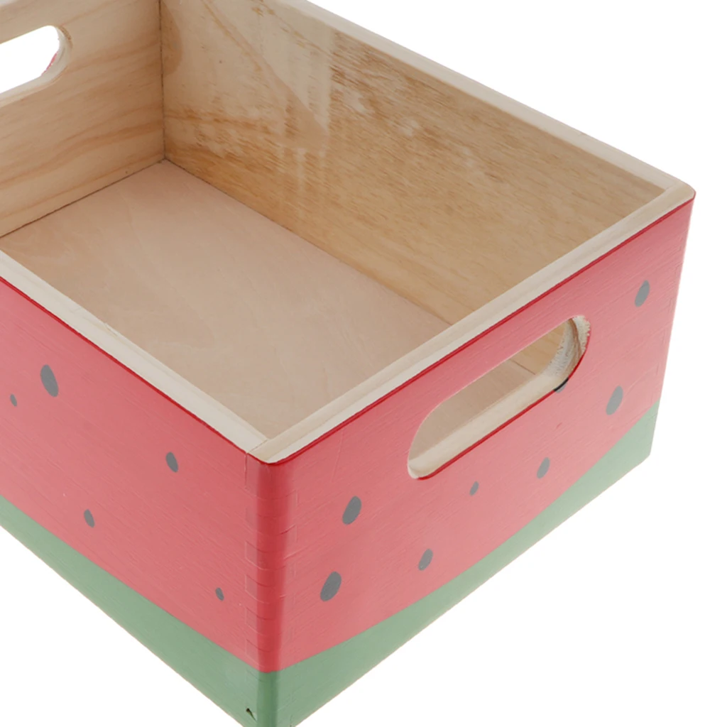 =Wooden Watermelon Storage Box for Ketchup Play Food Kitchen Pretend Play Cooking Props Chef Role Play Preschool Toys