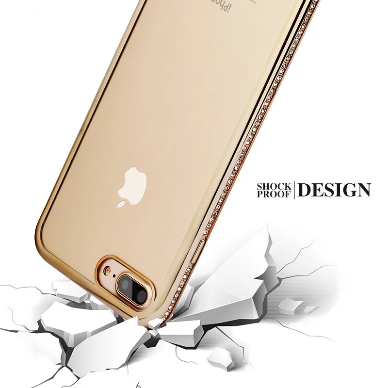 Roc Joan чехол для iPhone X 6 6S 6Plus Plus 7 8 7Plus 8Plus кристально окружающий алмаз мягкий