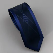 Lammulin Галстуки Для мужчин костюм Средства ухода за кожей Шеи Галстук Темно-синие с голубой в Вертикальную Полоску Средства ухода за кожей шеи галстук микрофибры ЖАККАРД ГРАНИЦЫ Дизайн узкий галстук 6 см