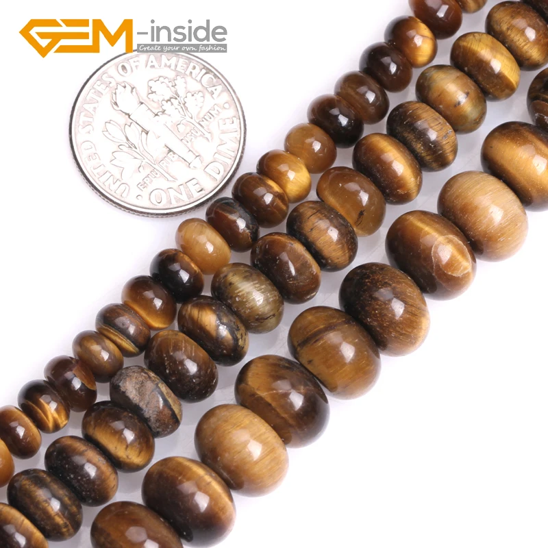 

Assorted Sizes Rondelle Faceted Yellow Natural Tiger Eye Gem Stones Beads For Jewelry Making DIY 15" Strand Bulk Wholesale
