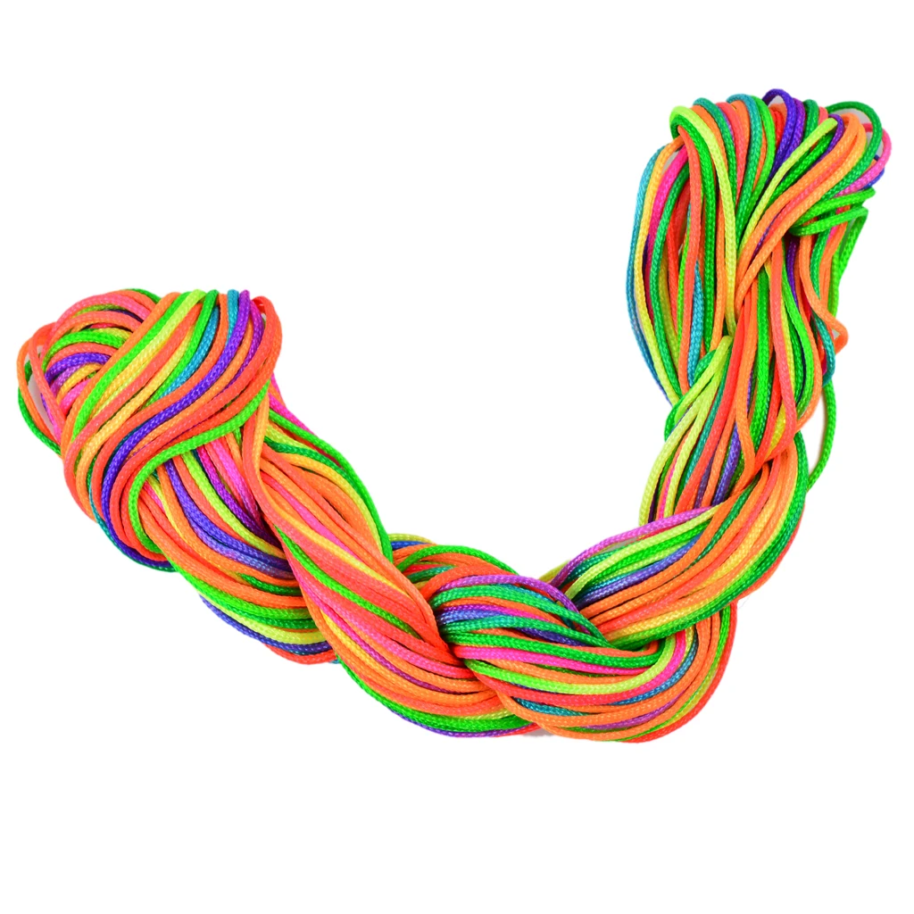 60 meters Nylon Braided Cord Macrame Beading DIY Thread String Kumihimo 1mm - Rainbow & Black