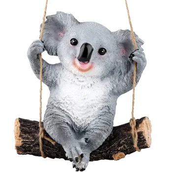 

Cute Cartoon Figurine Animal Swing Koala Props Garden Crafts Landscape Resin Statue Office Home Decoration Accessories Ornaments