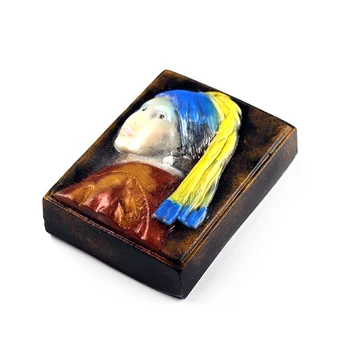 

3D Silicone Mold Handmade Soap Bar Mould Square with Famous Painting Pattern Tool