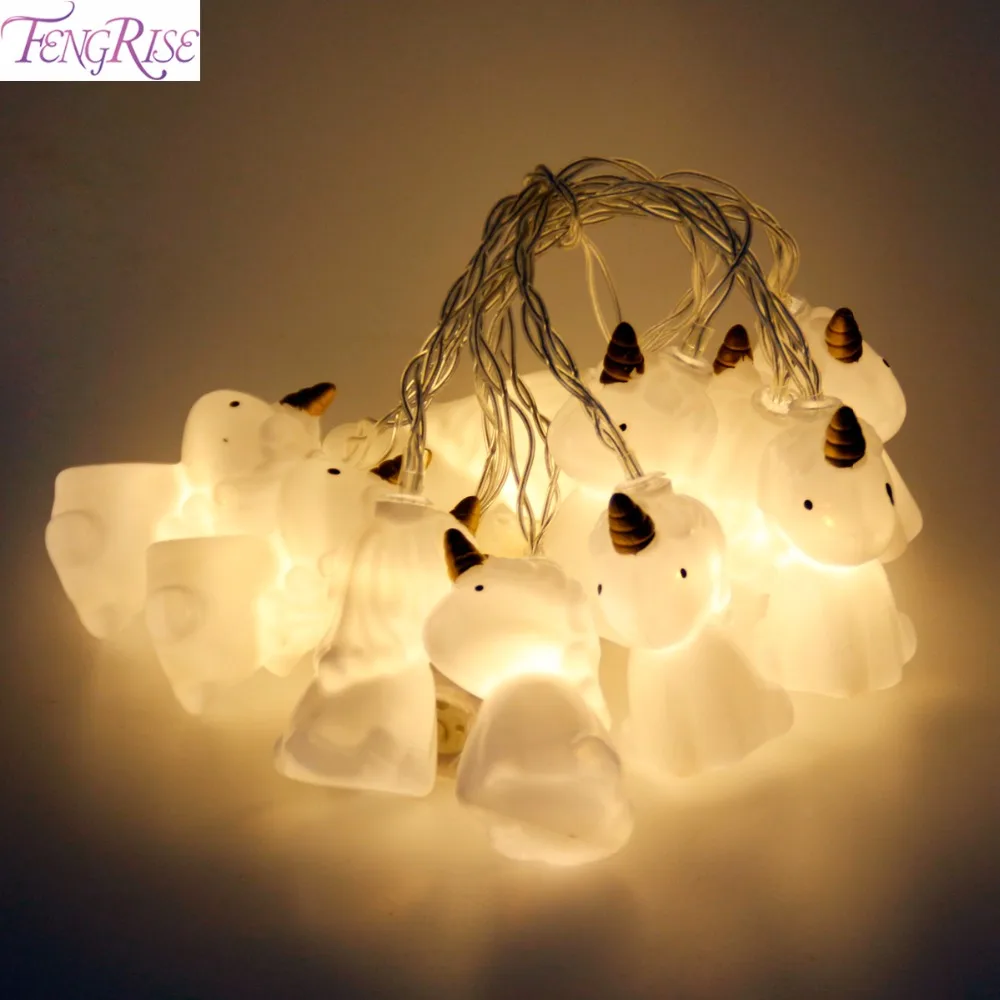 

FENGRISE 10pcs Unicorn LED String Night Light Kids Room Hanging Decoration Birthday Gift Merry Christmas Ornaments Supplies