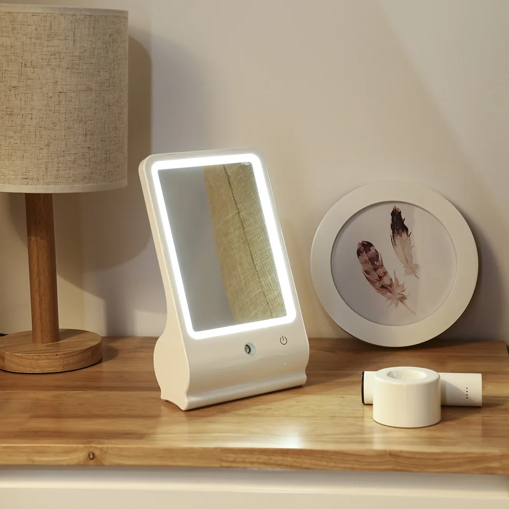 

Two-In-One Portable LED Cosmetic Makeup Mirror With Mist Sprayer LED Night Light Home Decor Rechargerable Lamp