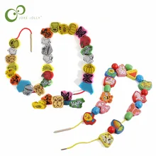 Juego de 26 unidades de animales de madera con cuentas para niños, juguete educativo para el aprendizaje y el desarrollo de frutas, 2,5 cm, WYQ
