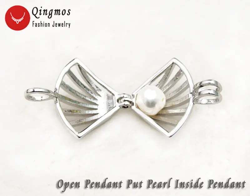 Qingmos желанные жемчужные Чокеры ожерелье для женщин с 20 мм ракушкой клетка любовь жемчужный держатель трендовые Подвески ожерелье подарок Box-who3647