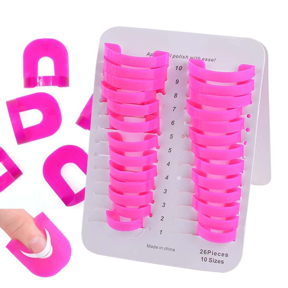 

26pcs/lot Nail Tools Plastic Nail Polish Tips Cover Edge Anti-Flooding Creative Finger Cover Manicure Template Clip Set BEF633