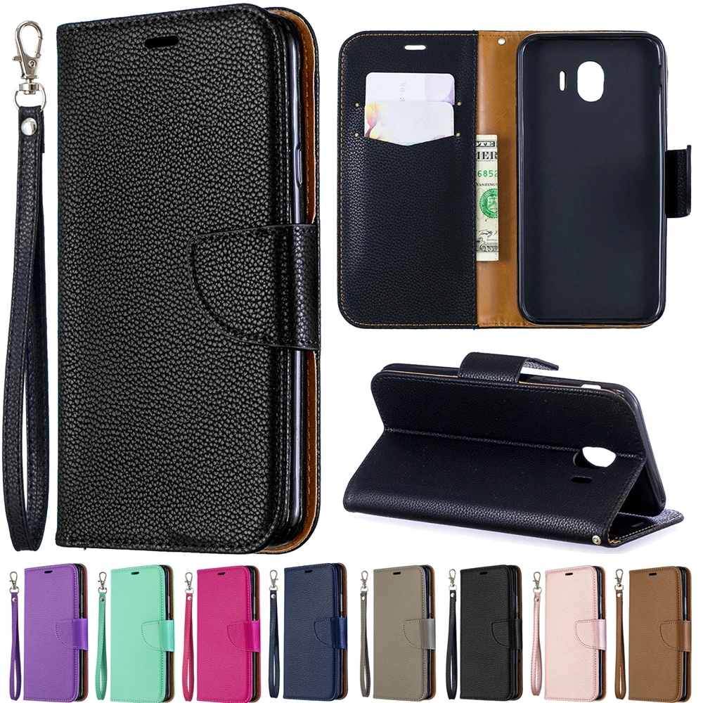 

J4 J6 for etui Samsung Galaxy J6 J4 Plus Case Solid Color Folding Flip Wallet Leather Cover for Samsung J4 J6 2018 Phone Case