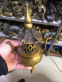 

Selling antique brass old Shuanglongxizhu incense crafts decoration decorative antique bronze collection Home Furnishing