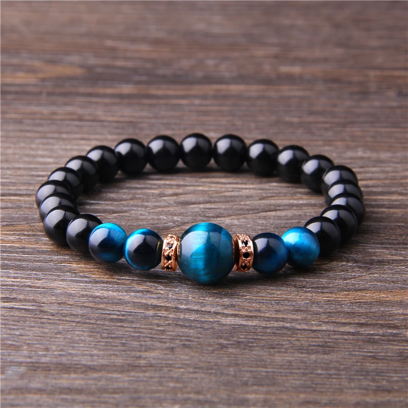 Модные женские мужские браслеты из натурального камня Королевский синий тигр браслеты «глаз» Для женщин мужская бижутерия Pulsera ювелирные изделия