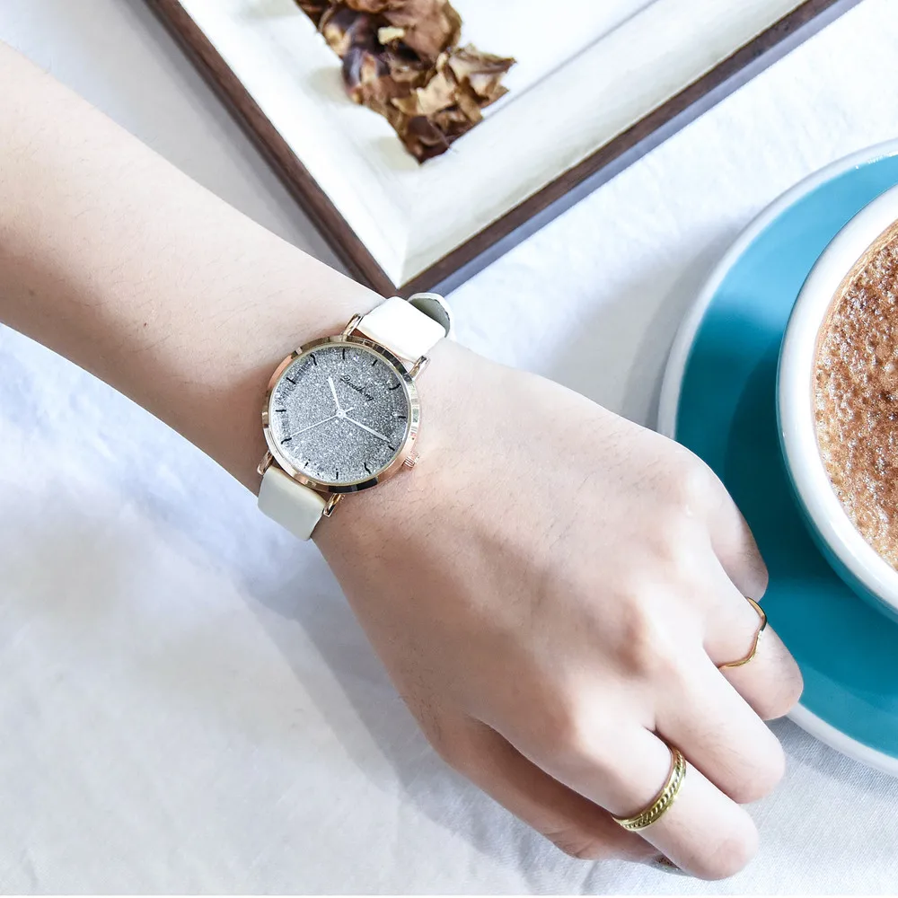 Женские кварцевые часы reloj mujer женские стеклянные кожаные наручные студенческие