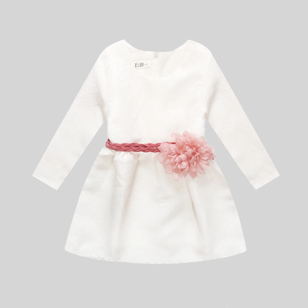 

BINIDUCKLING Flower Girl Dresses Summer Princess Party Baby Children Clothing Kids Long Sleeves Lace Cute White Dresses