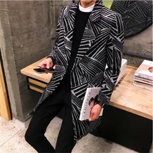 Мужская повседневная двубортная шерстяная куртка Тренч