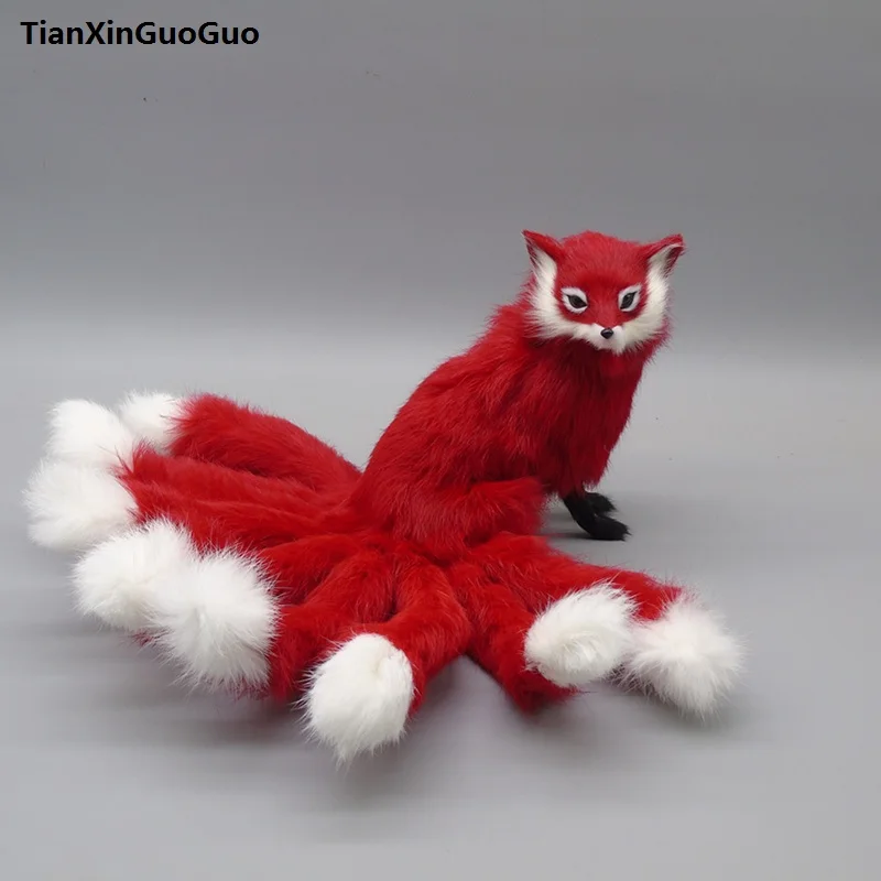 nine-tails-fox-hard-model-cosplay-proplarge-28x17cmpolyethylene-furs-squatting-red-fox-handicraft-decoration-gift-s0447