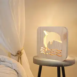 Деревянный Дельфин ночник с питанием от USB подарок для ребенка настольная лампа домашний Декор Аксессуары