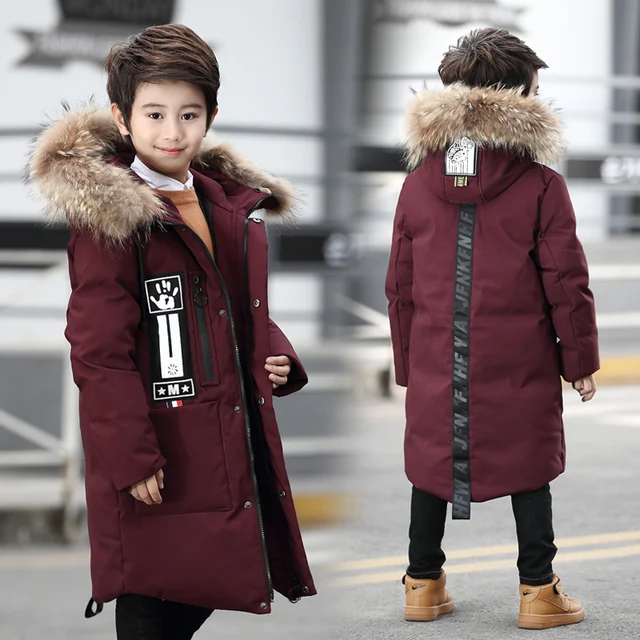 Boys Winter Coat Big Boys Down Jackets 30 Degrees Long Parkas for