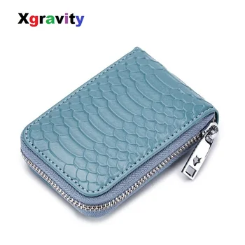 

Xgravity 2020 New Unisex Fashion New Snake Skin Male Bank Card Bags Genuine Cow Leather Men's Casual ID Card Holder Bags H110