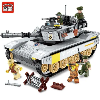 

Enlighten 482pcs Building Blocks WW2 Military PUBG Figures Battle Sea Force Overload Tank Army Soldier Toys for Children