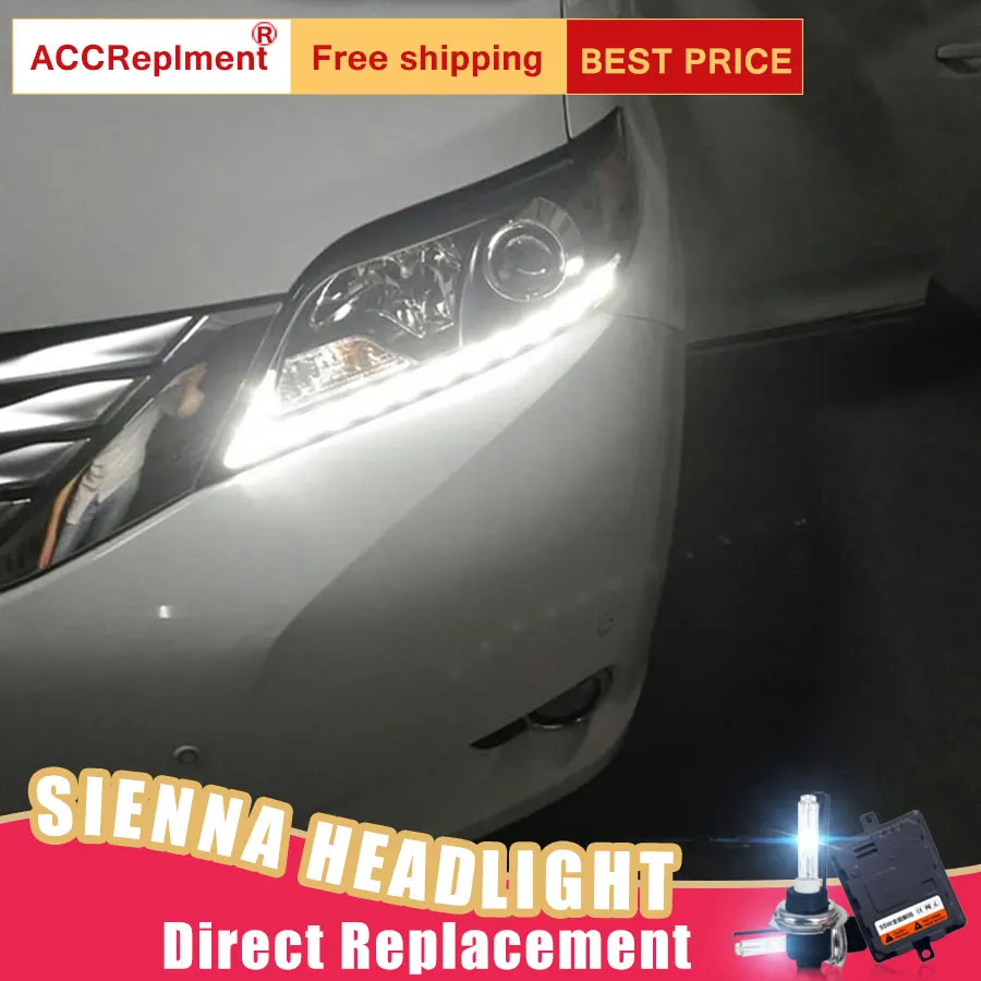 2 шт. светодиодный фары для Toyota Sienna 2011- светодиодный автомобильный фонарь ангельские глазки ксенон HID комплект Противотуманные фары светодиодный дневные ходовые огни