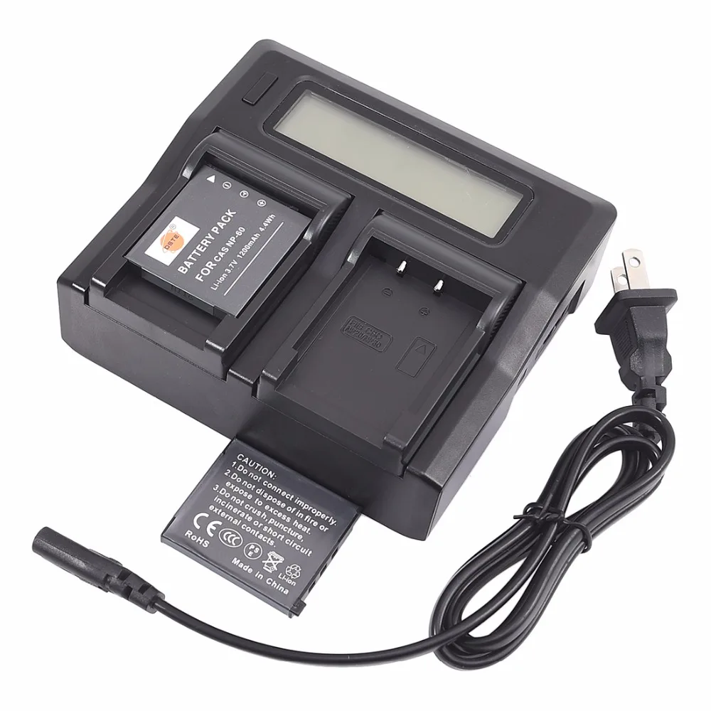 DSTE 1.5A Dual Charger with 2x CNP 60 Battery for Casio Exilim EX S10