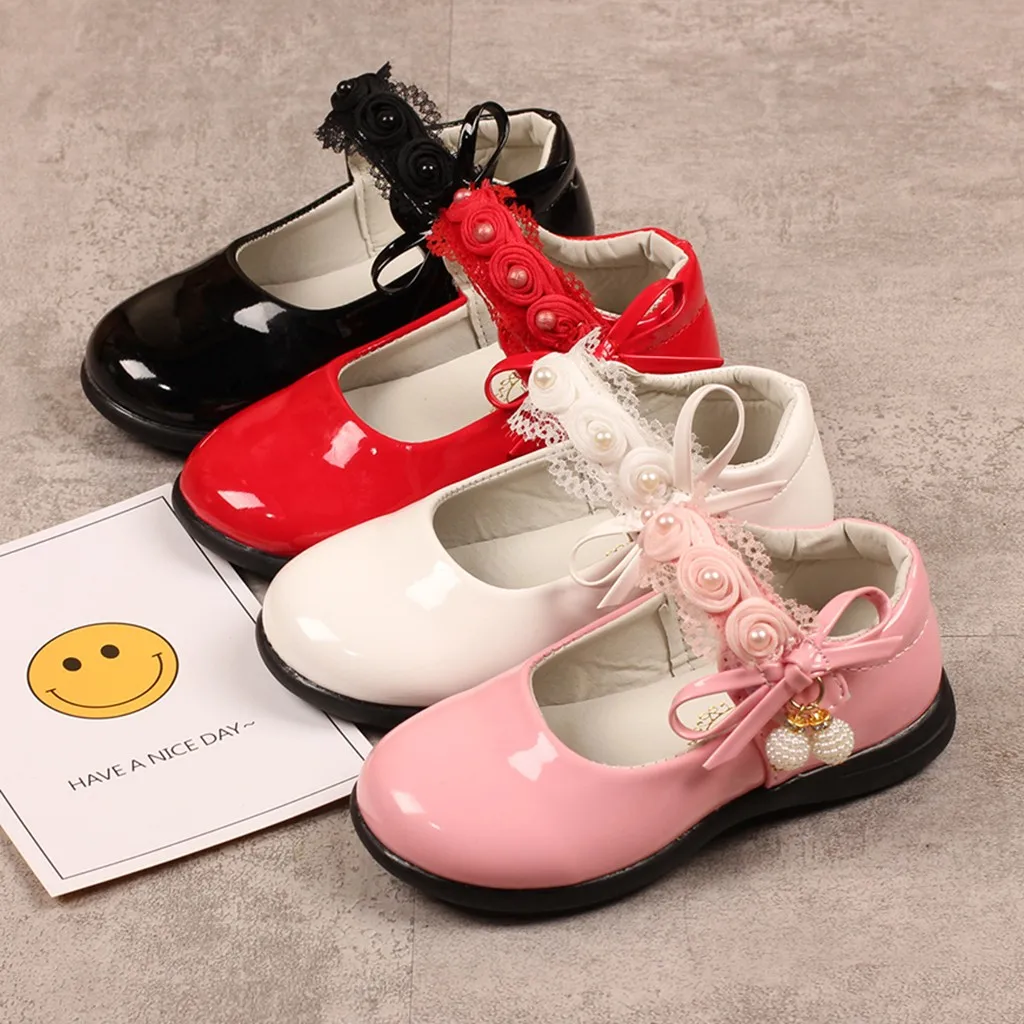 SAGACE Baby Shoes Toddler Children Infant Kids Baby Girls Pearl Lace Flower Dance Single Princess Shoes Baby Shoes JUN19