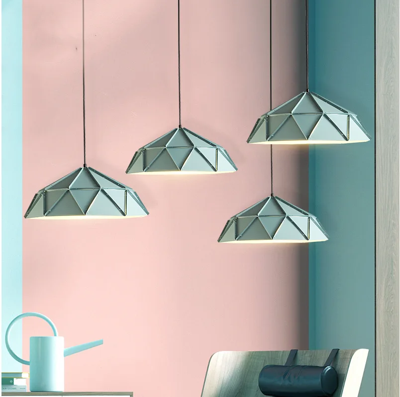 

Modern Nodic Green Lampshade Power Cord E27 Hanging Light Metal Pendant Light for Living Room Cafe Bar