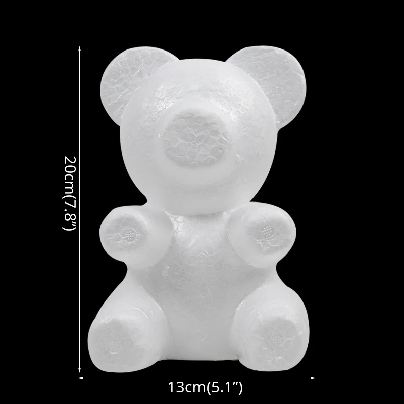 Полистирол пенополистирол LEDFoam Медведь Форма искусственный цветок голова Роза DIY Мишка бант ленты Свадьба День рождения подарок декор - Цвет: 1pcs foam bear