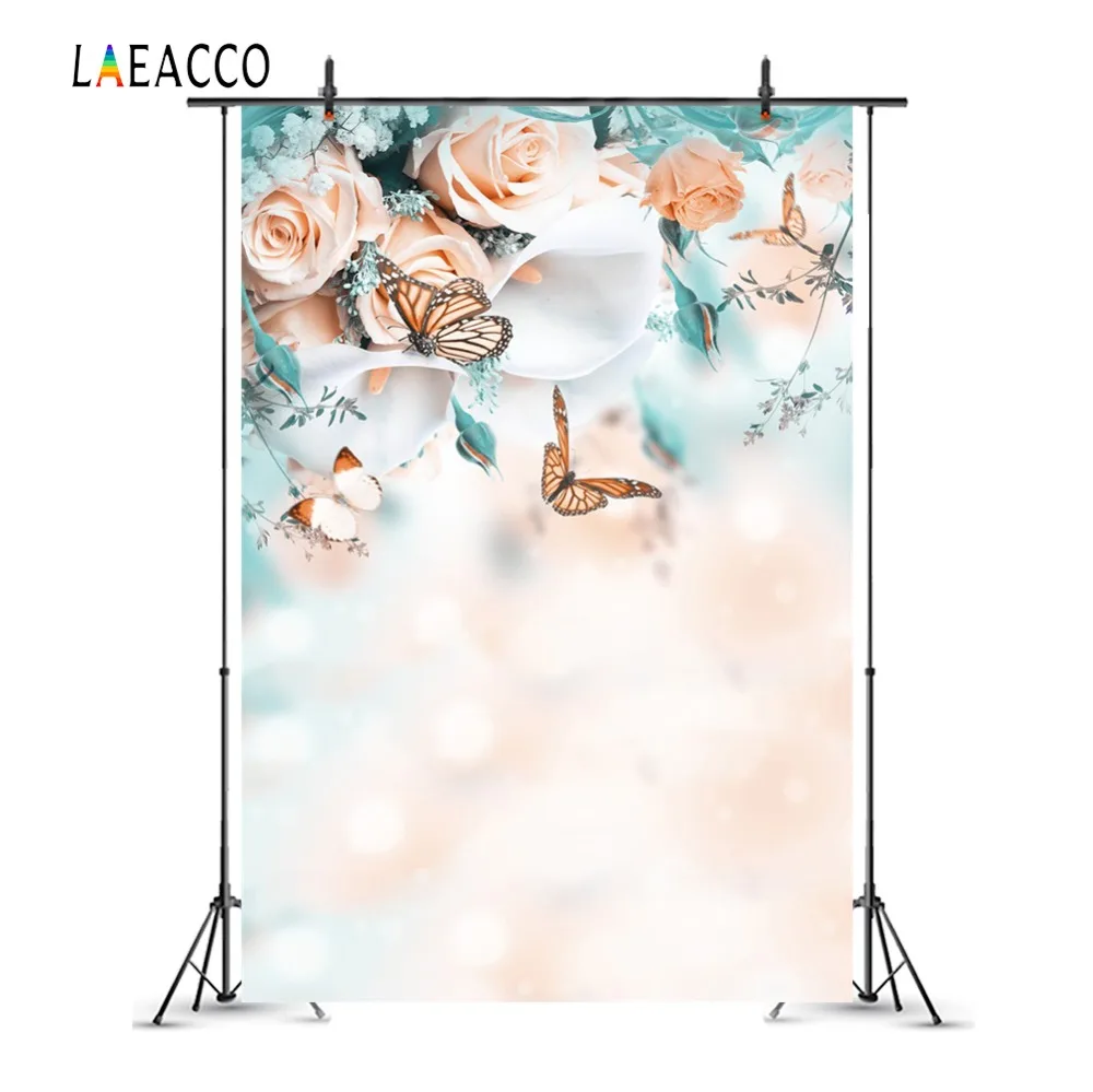 Laeacco Butterfly Flowers Light Bokeh Baby Newborn Photography Backgrounds Customized Photographic Backdrops For Photo Studio