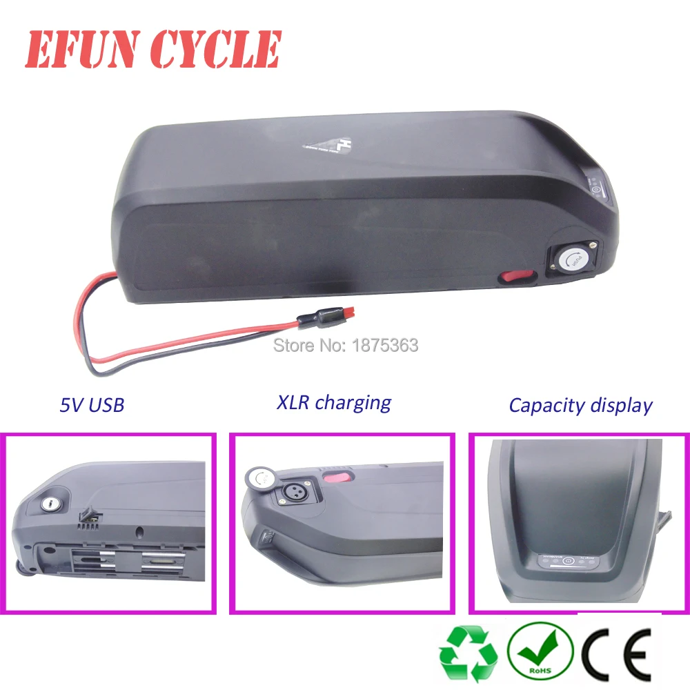 

China ebike battery Li-ion ebike battery 52V 17Ah USB hailong down tube battery for Bafang BBSHD mid motor with charger