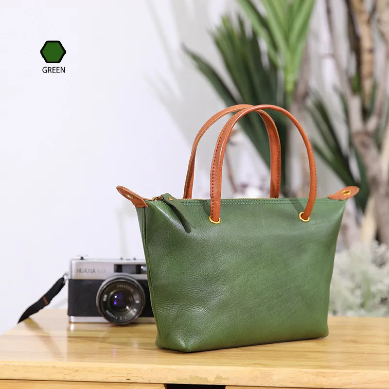 PNDME vintage fashion genuine leather ladies handbag simple daily outdoor high quality cowhide women's shoulder crossbody bags - Цвет: Green