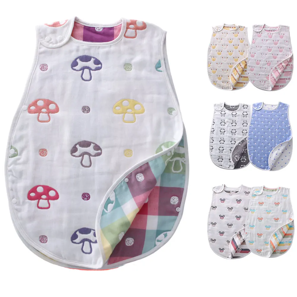 

6Layers Baby Sleepsacks Infant Girls Boys Muslin Sleeping Bag Patterns Print Baby Swaddle Blankets Newborn Bedding Accessories