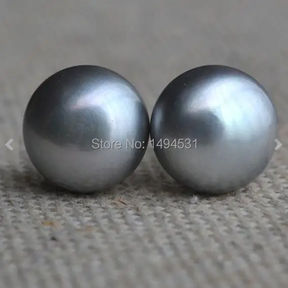 Свадебные украшения из жемчуга, большие размеры 12 мм серый цвет пресноводного жемчуга Серьги гвоздики, 925 серебро серьги, подарок для невесты