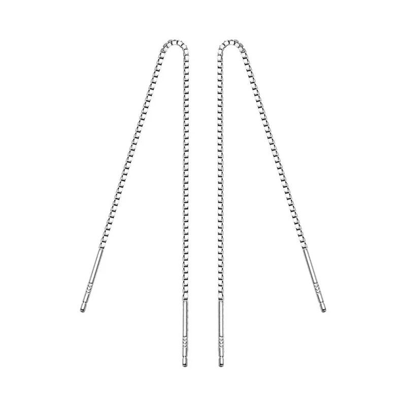 

925 Sterling Silver Long Drop Earrings for Women Simple Line Chain Dangling Earring Fashion Jewelry Femme Gift Accessories