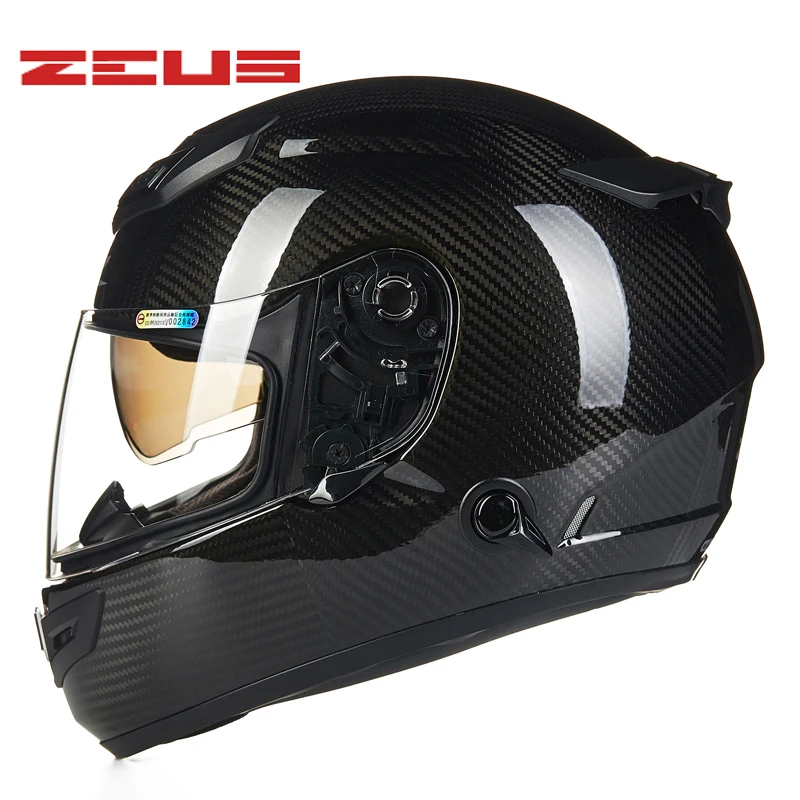 Мотоциклетные шлемы ZEUS Carbon на все лицо шлем с двойными линзами профессиональный