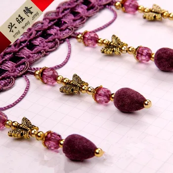 

XWL 12Yard/lot Butterfly Crystal Beads Curtain Lace Accessories Ribbons DIY For Curtain Tassel Fringes Trim Home Textile Decor