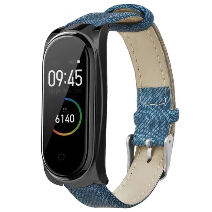 Супер крутой кожаный ремешок для часов Mi Band 4 с джинсовым узором